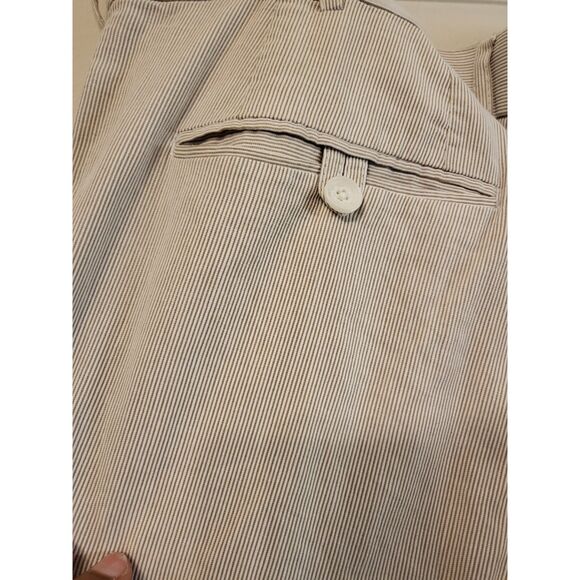 Alan Flusser Men Cream Striped Flat Front Dress Pant Size 40x32 Business Casual - Picture 6 of 6